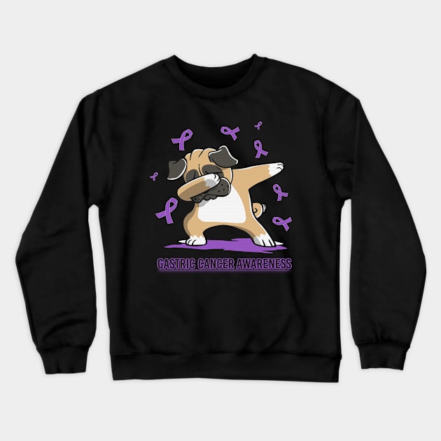 Dabbing Pug Cute Funny Dog Dab Love Hope Faith Believe Support Gastric Cancer Awareness Periwinkle Ribbon Warrior Crewneck Sweatshirt by celsaclaudio506